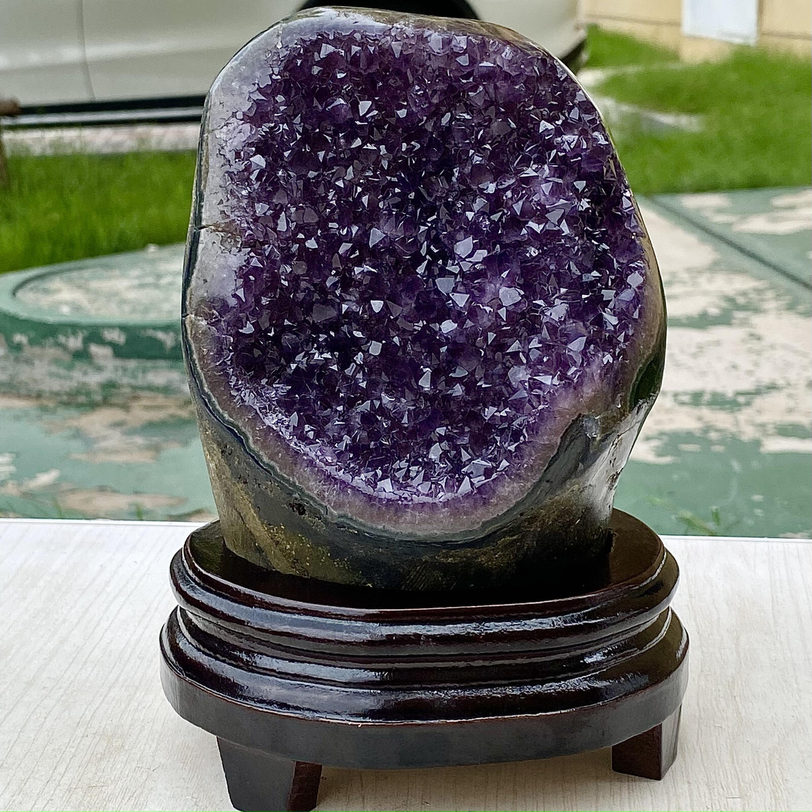 4.82LB Natural Uruguayan Amethyst Quartz Cave Geode Crystal Healing+base