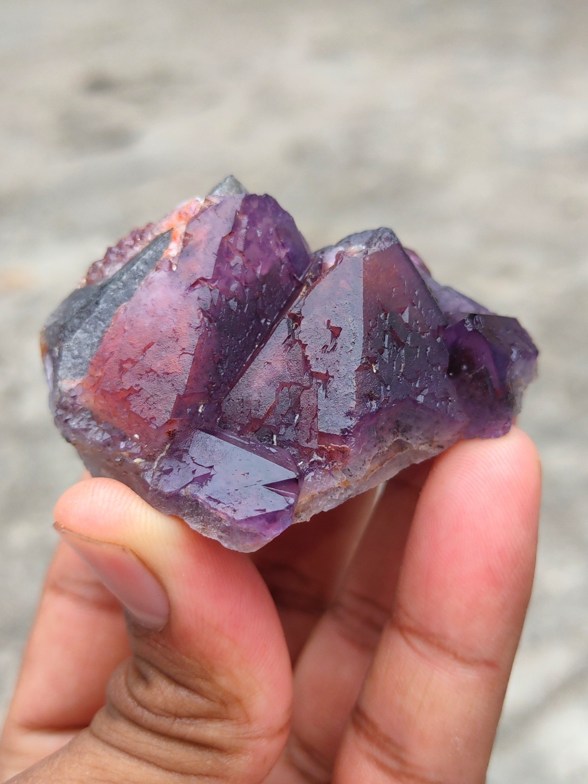 Natural Mineral specimen, Alien Amethyst Red Phantom Hematite Quartz