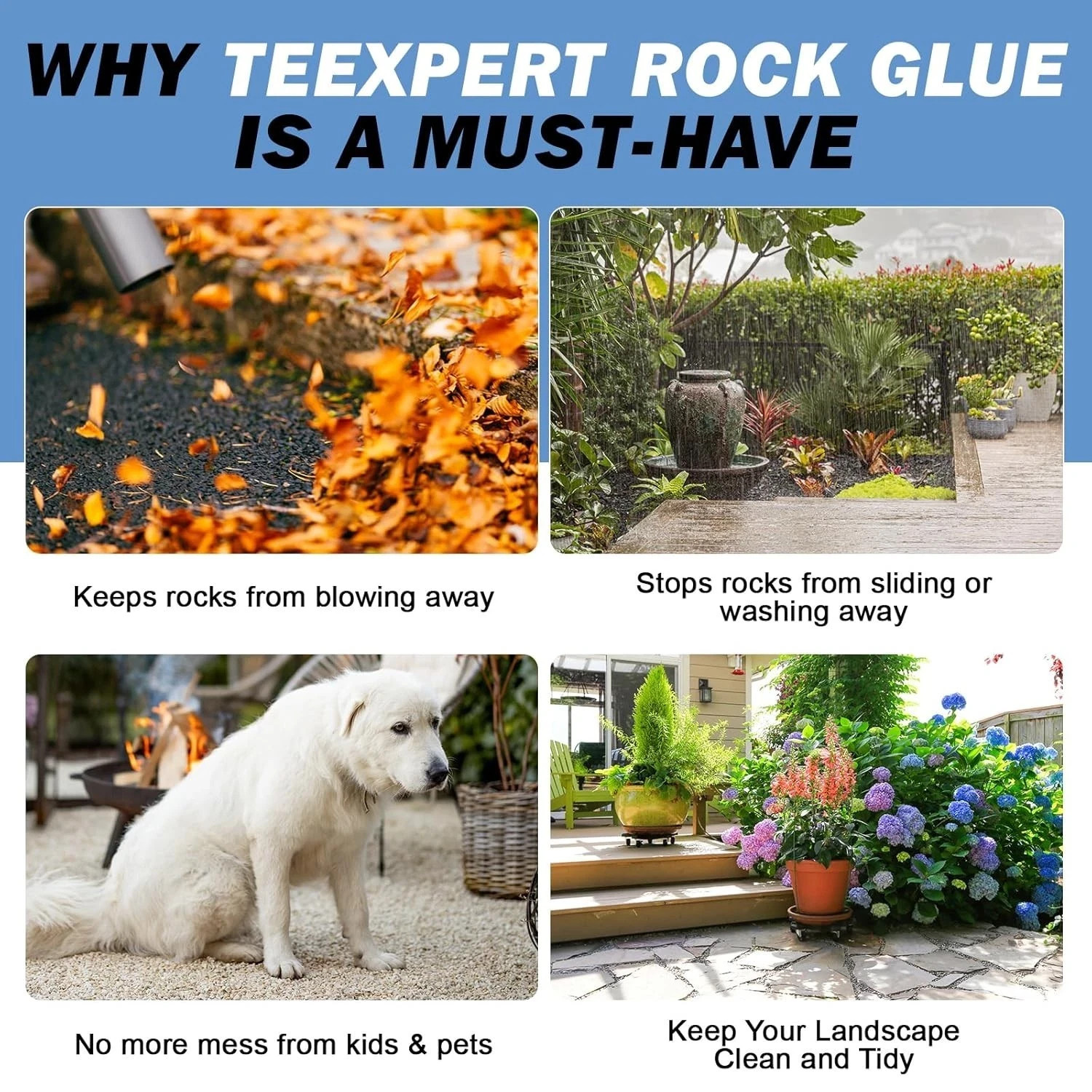 Rock Glue, Mulch Glue 30OZ- Fast-Drying Adhesive for Landscaping Rocks, Small