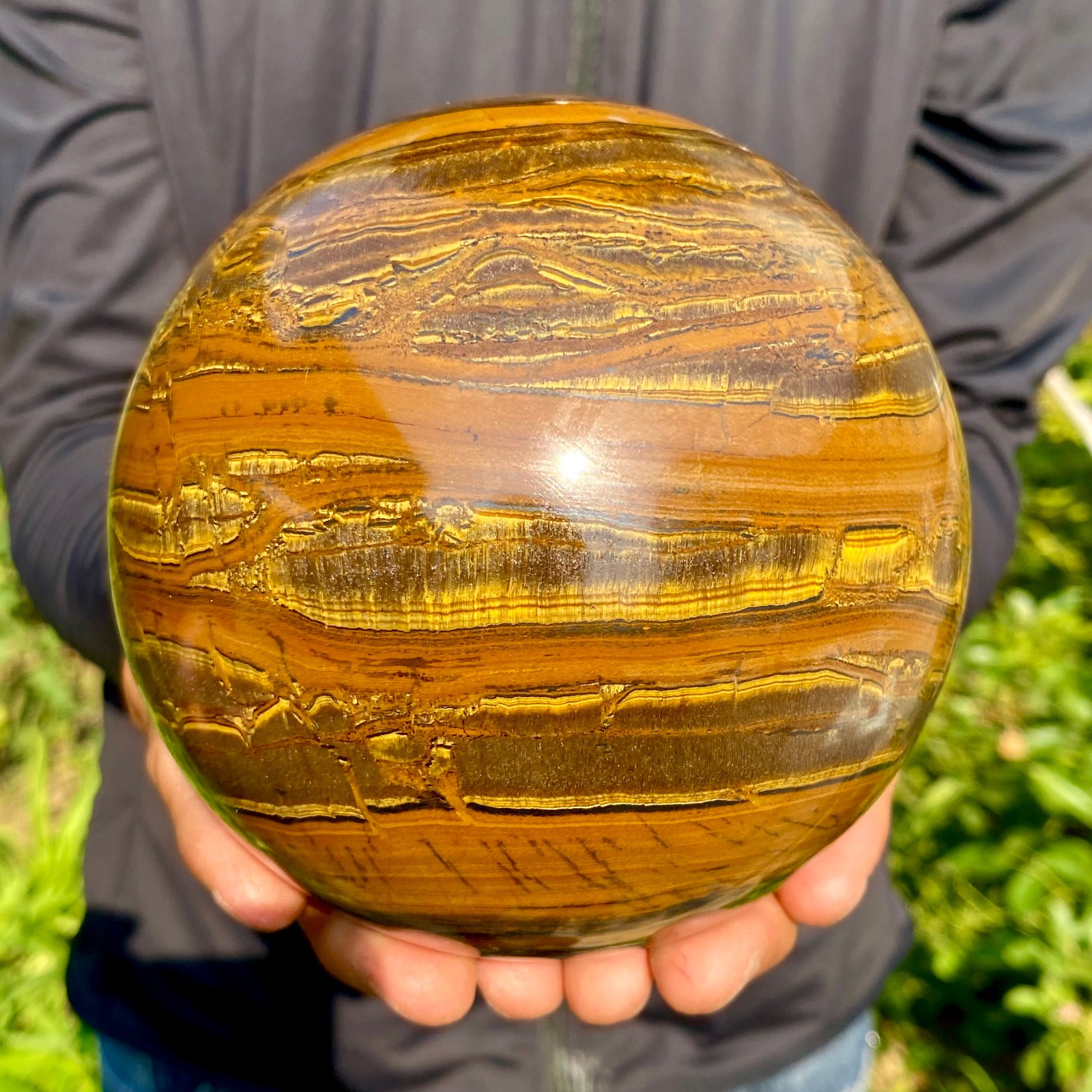 5.95LB Large Natural Tiger Eye Stone Crystal Ball Quartz Healing Sphere Décor