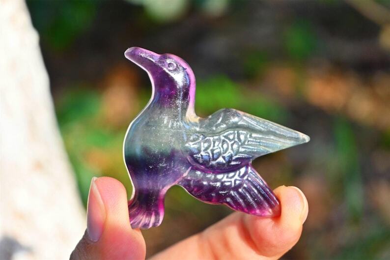 1.6” Quartz crystal Hummingbird Hand Carved Natural Reiki Crystal decor gift 1x