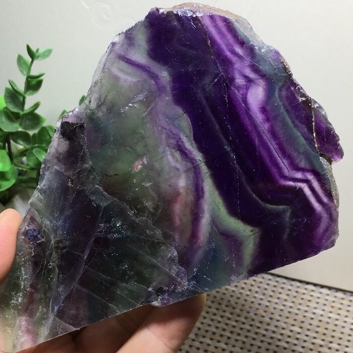290g rainbow fluorite stone slice Mineral specimen home decor b7043