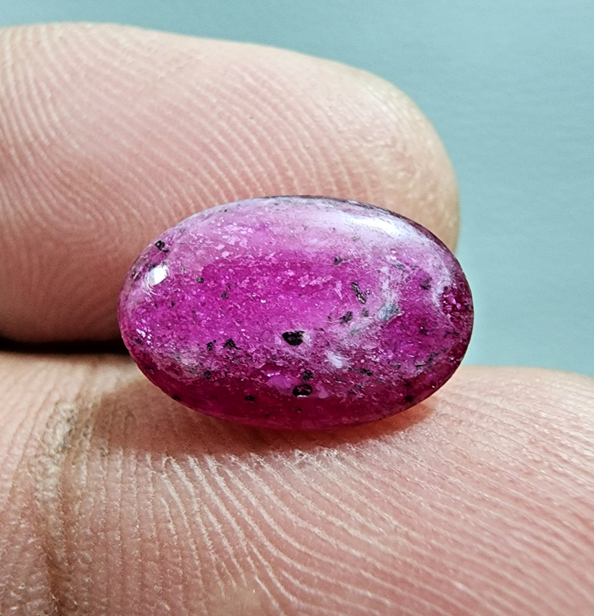 5.85 Crt Pretty Pink Ruby Heated Gemstone Oval Shape Cabochon Jewelry For Ring