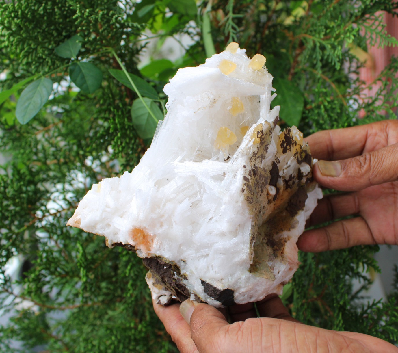 Calcite Crystals On Scolecite Formation On Matrix Minerals Specimen