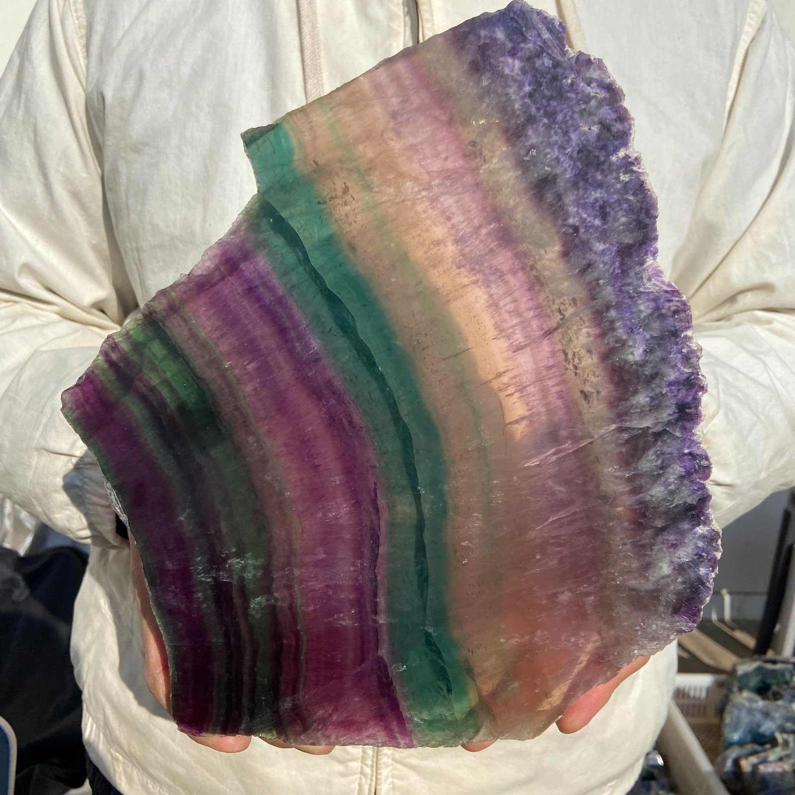 3.7lb Natural colourf fluorite crystal slice rough quartz crystal specimen heali