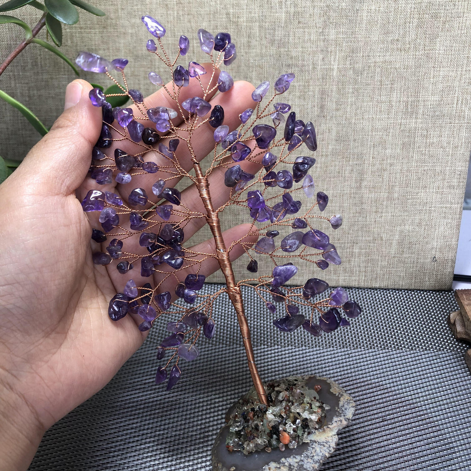 Natural beautiful crystal hand woven tree home decoration gift Dream Amethyst 18