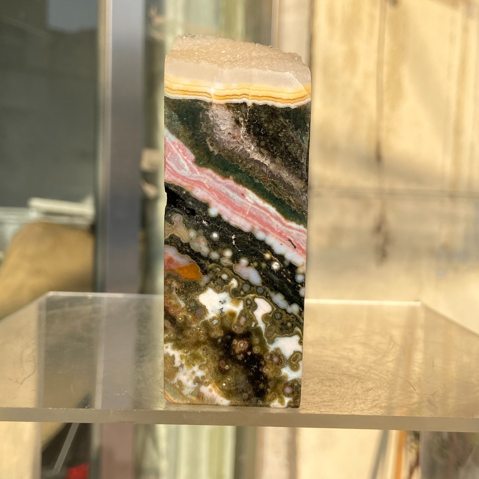 330g Natural Colourful Ocean Jasper Druzy Geode Crystal Specimen Reiki Healing
