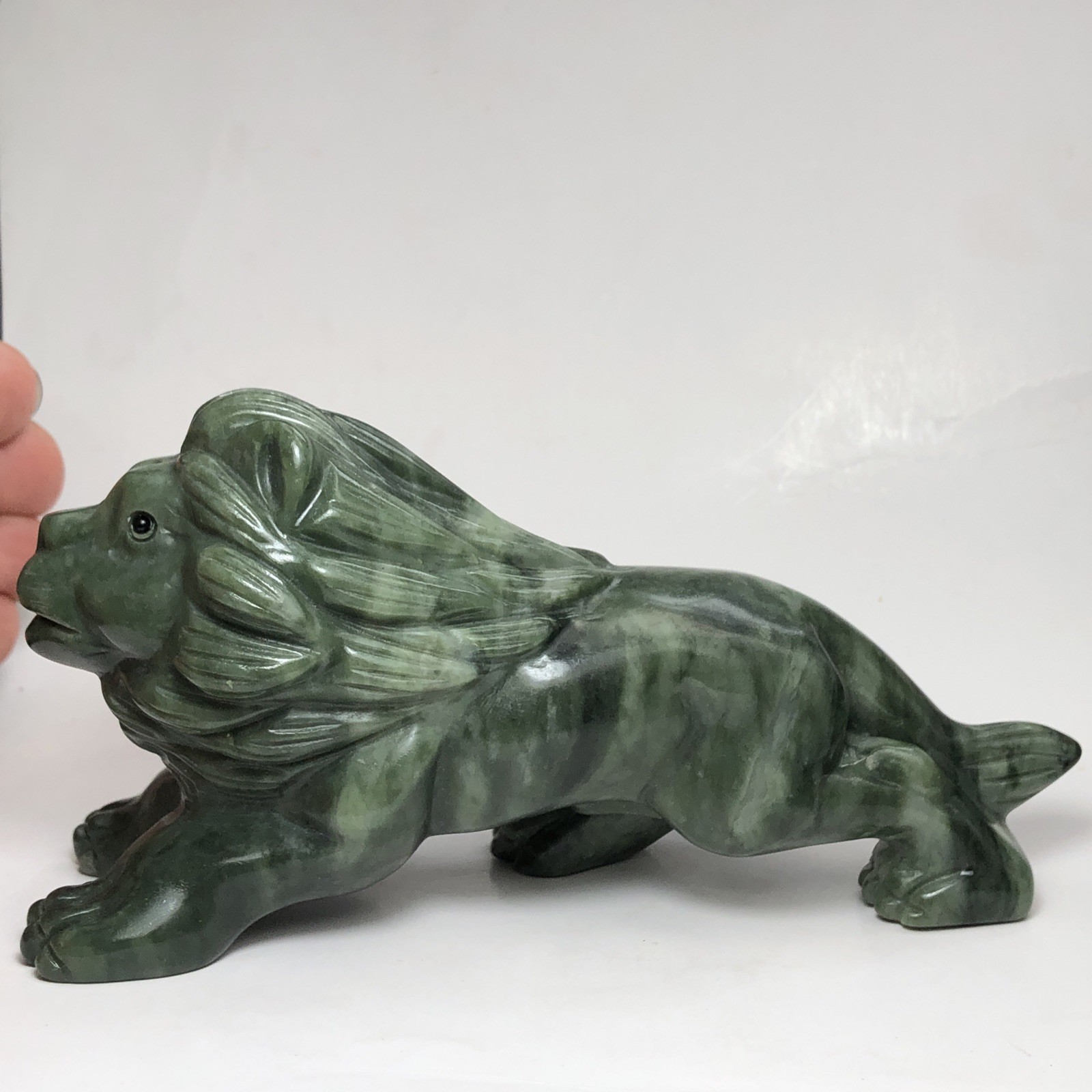 Lion hand-carved natural Dushan jade crystal quartz mineral specimen collection.