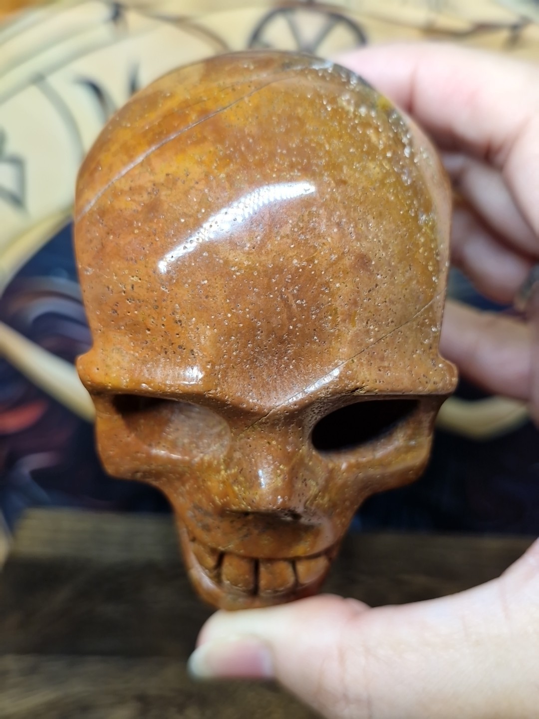Beautiful Ocean Jasper Crystal Human Skull Carving 85x70mm 488g