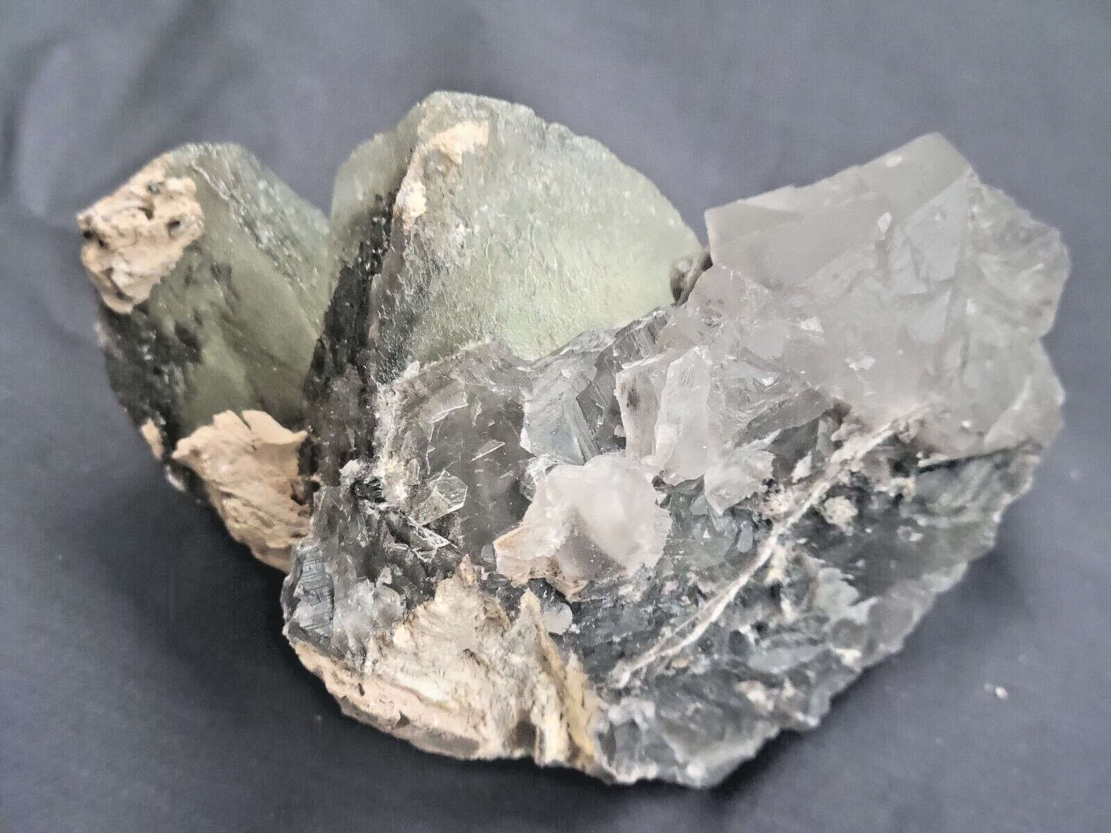 601g Beautiful Green and Light Purple Cubic Fluorite Mineral Specimen