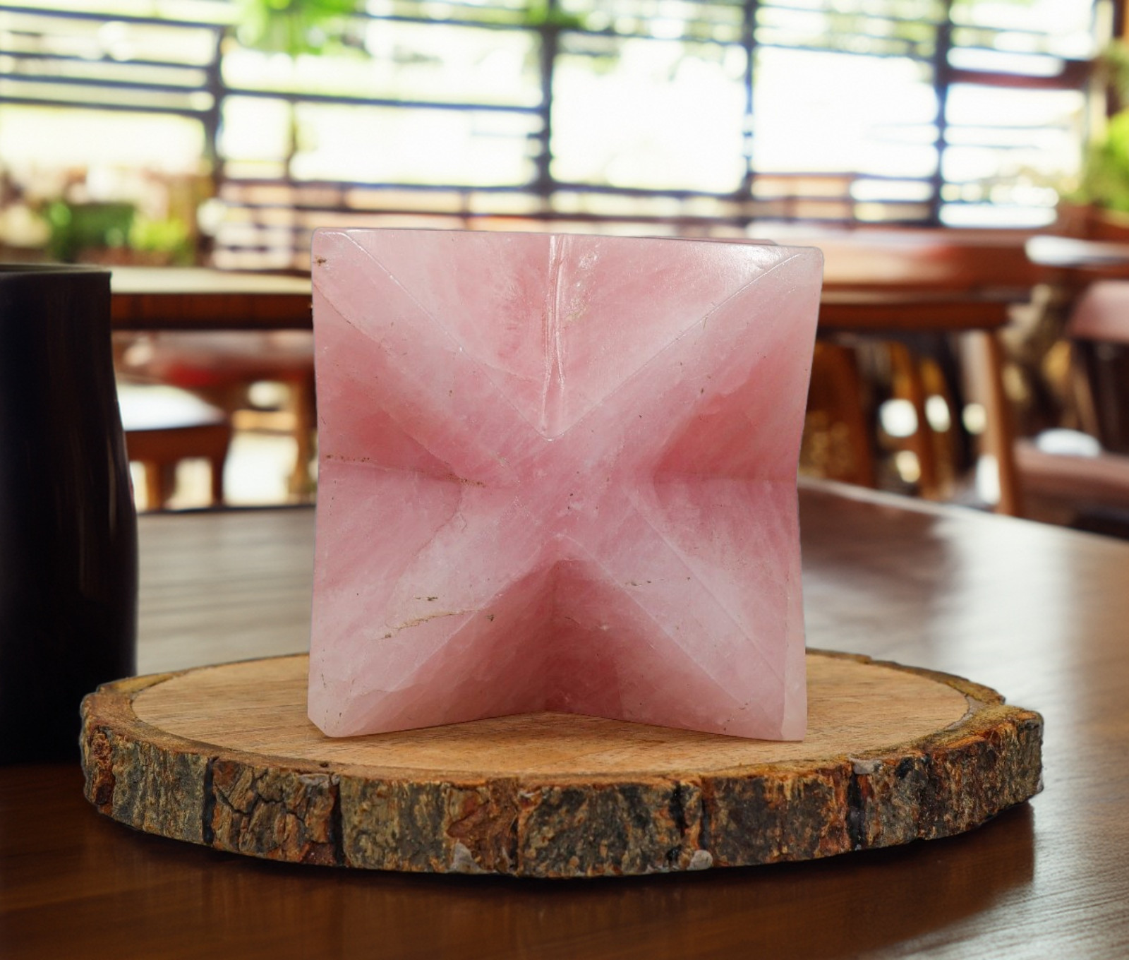 80mm Pink Rose Quartz Meditation Spirit Aura Chakra Healing Stone Star Merkabah