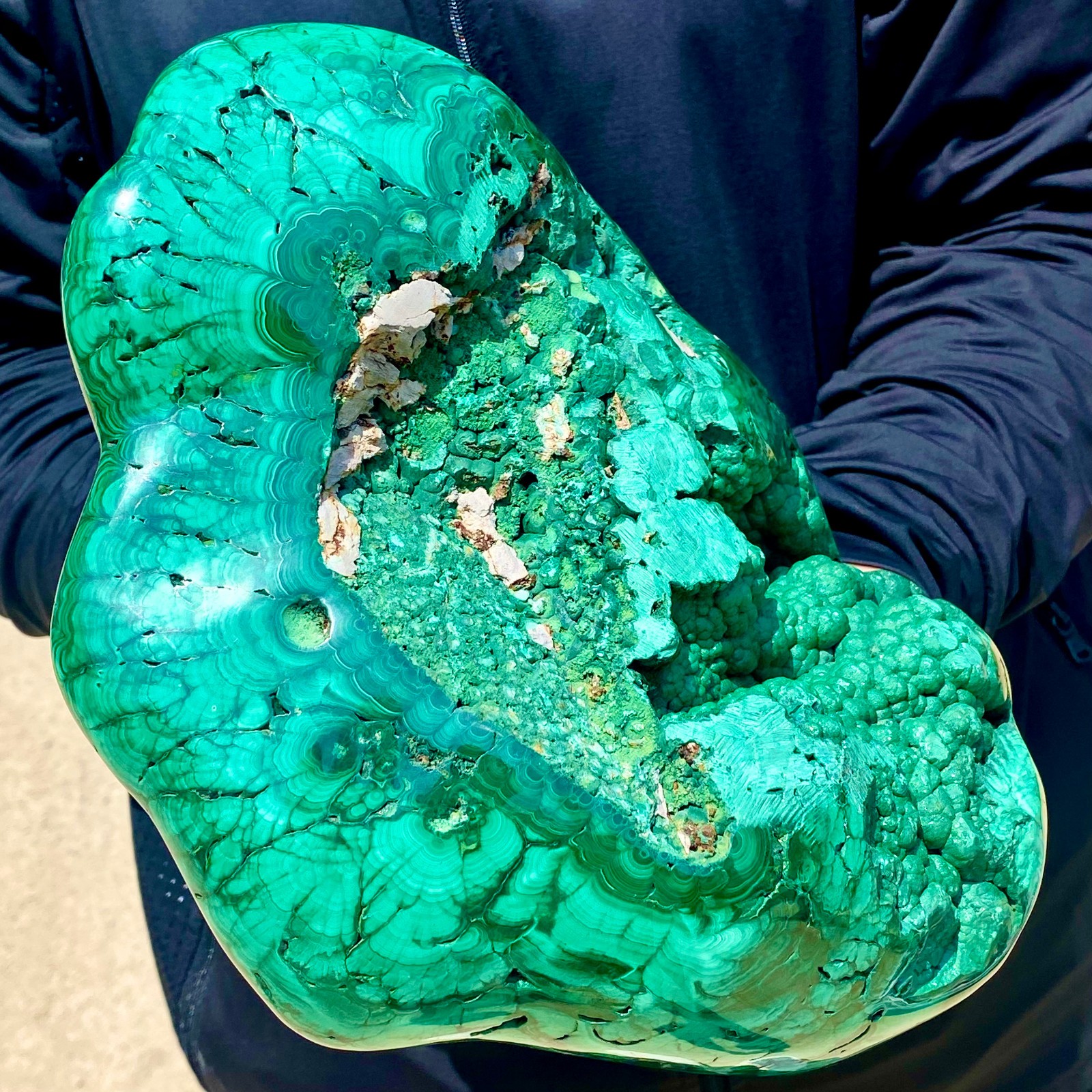 17.41LB Large Natural glossy malachite transparent cluster rough mineral sample