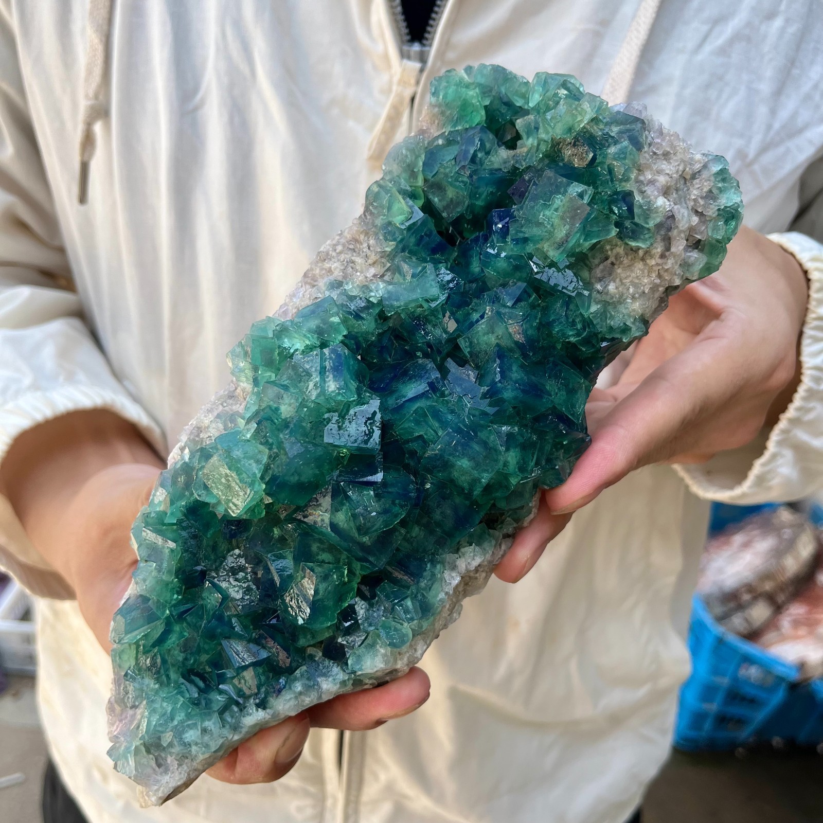 4.2lb NATURAL Green Cube FLUORITE Quartz Crystal Cluster Mineral Specimen