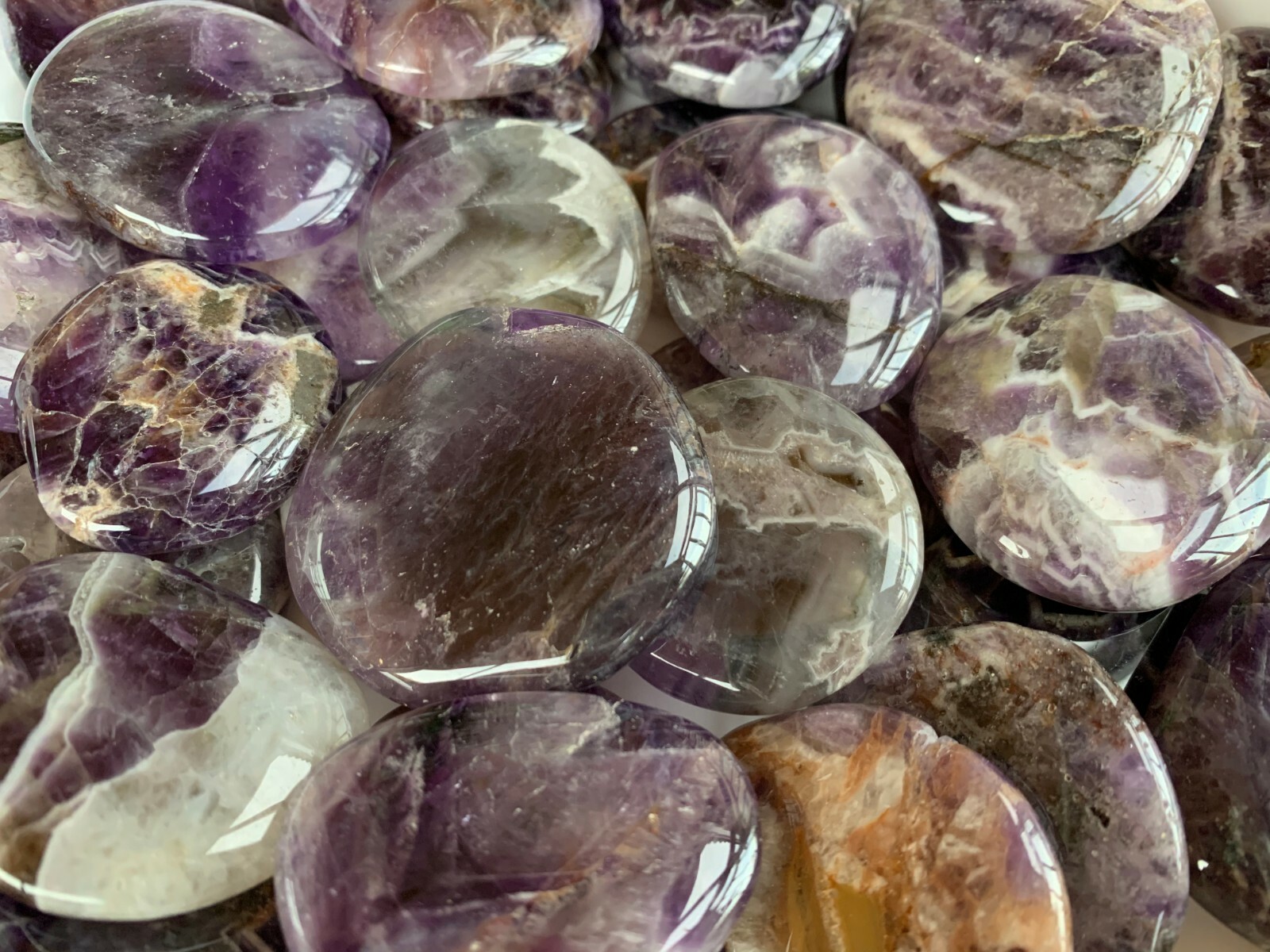 Amethyst Dogtooth Smooth Stone, 1.5″ – 2″ Polished Amethyst Palm Stone, Bulk Lot