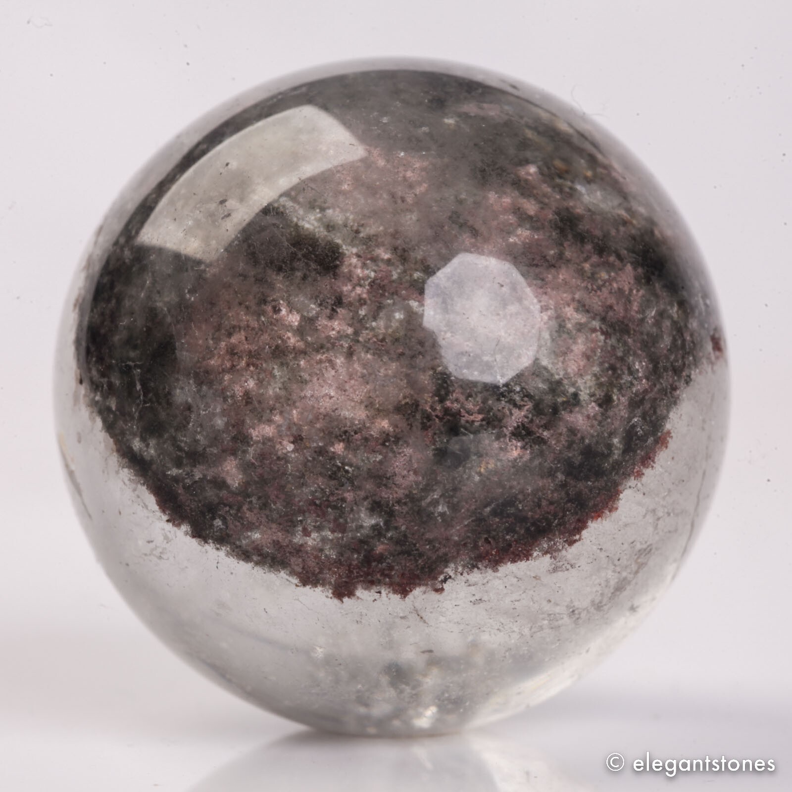 56g34mm Natural Garden/Phantom/Ghost/Lodolite Quartz Crystal Sphere Healing Ball