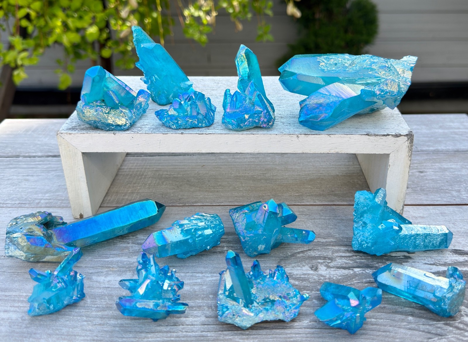 Wholesale 2 Lbs Aqua Aura Quartz Cluster Natural Crystal