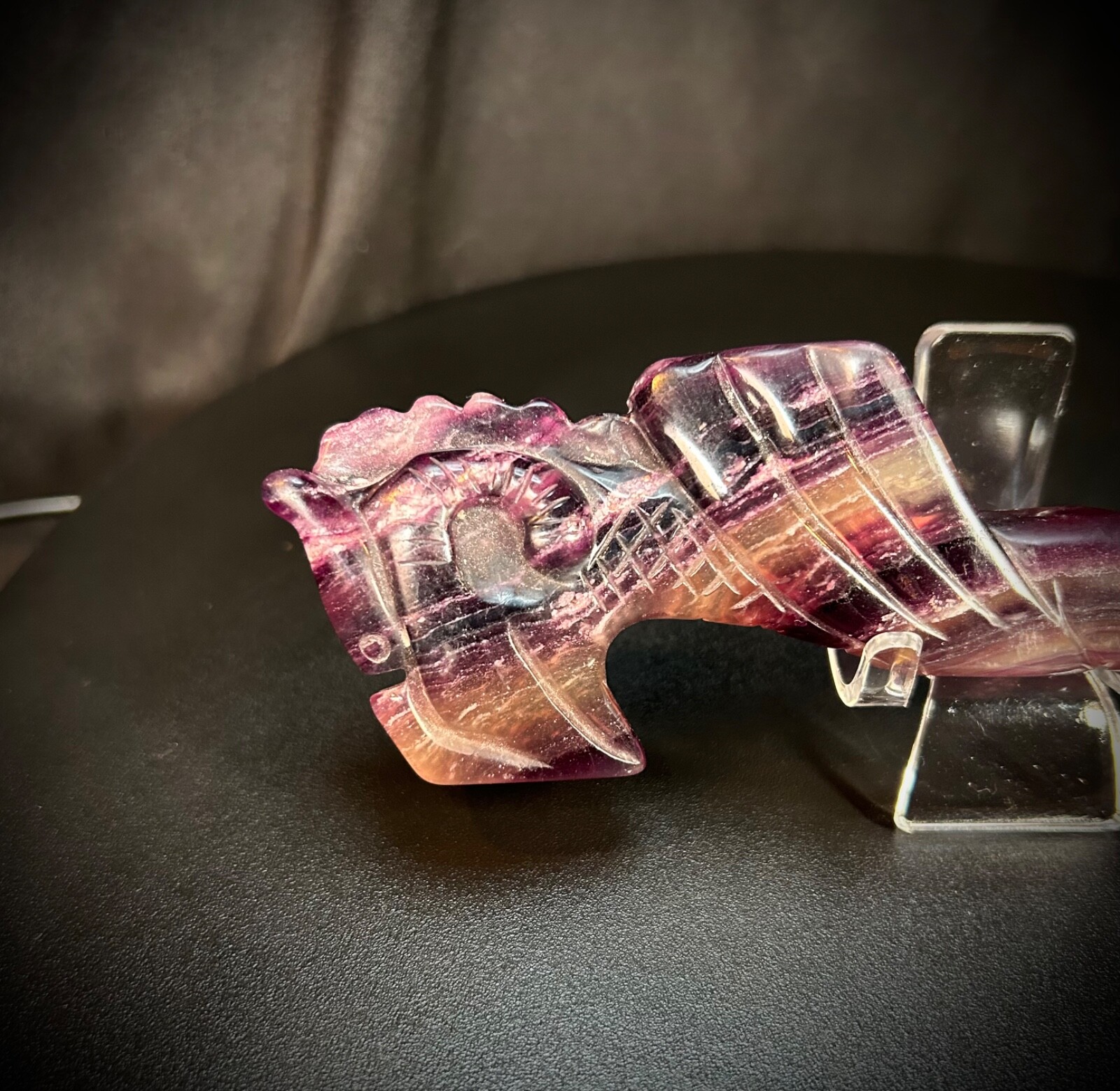 7.75″ Rainbow Fluorite Dragon Wand With Acrylic Stand 8.3oz