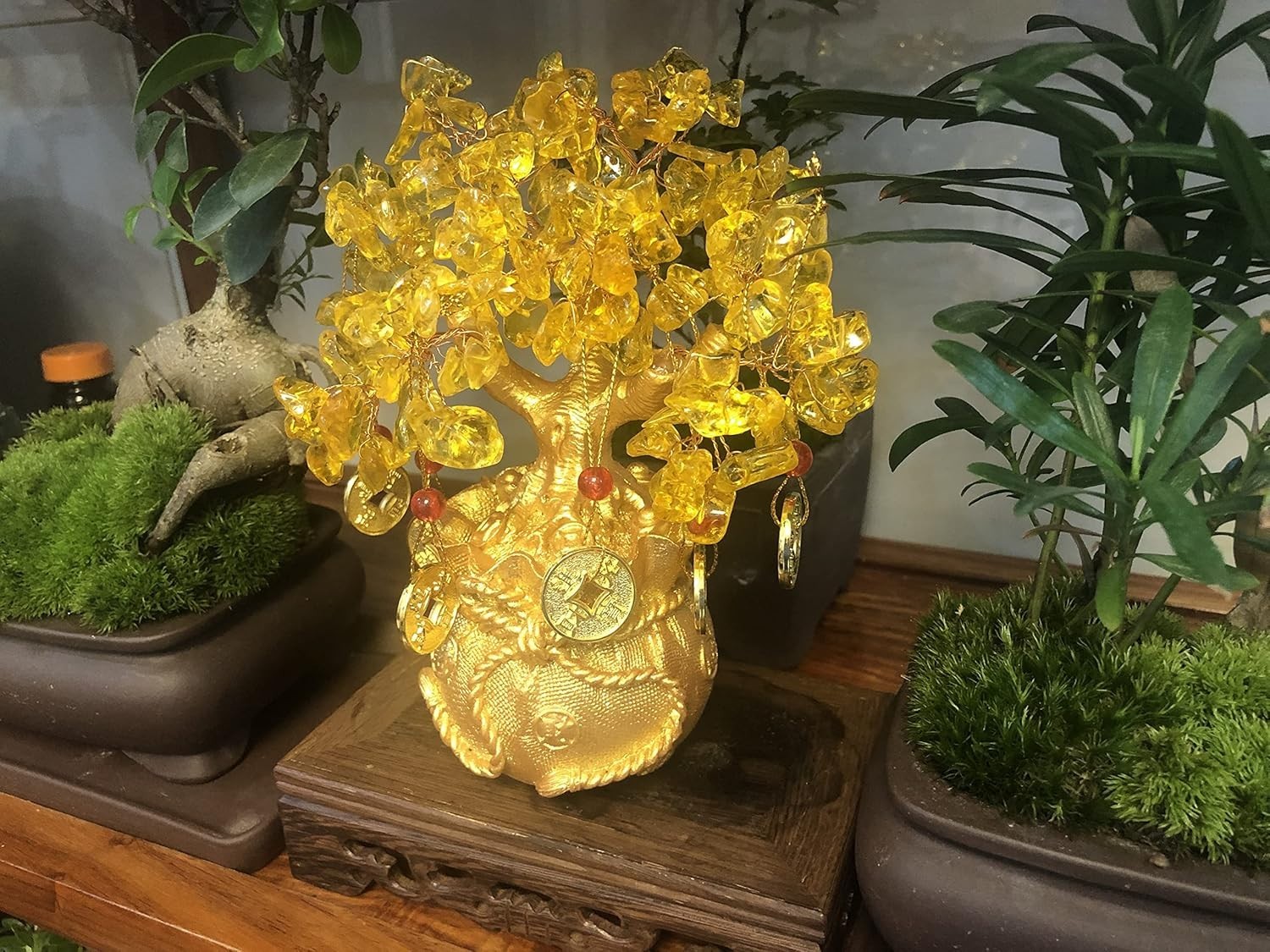 Beautiful Potted Golden Yellow Crystal Fortune Tree – Ideal Gift for All Seasons