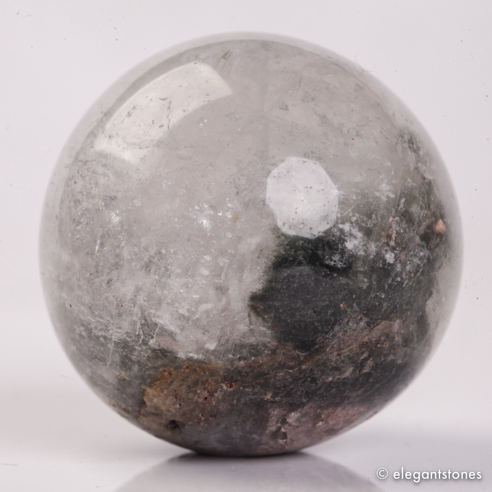 57g34mm Natural Garden/Phantom/Ghost/Lodolite Quartz Crystal Sphere Healing Ball