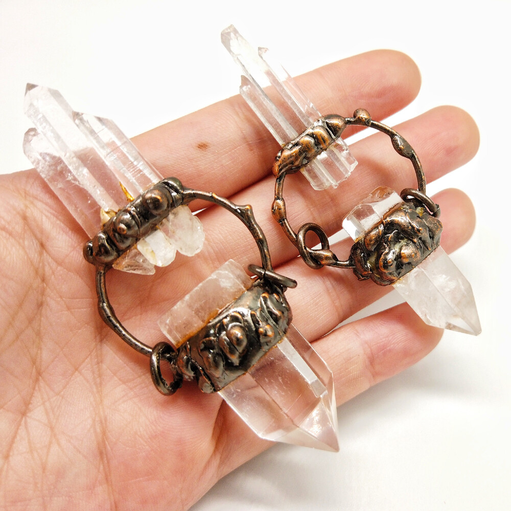 Natural Crystal Pendant Sun Stone Triangle Clear Quartz God Retro Chakra Vintage