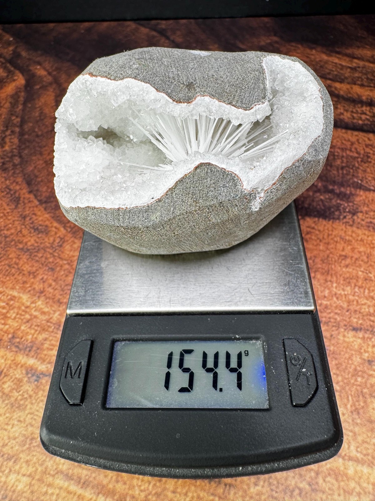 White Spray Scolecite geode from India – 154g