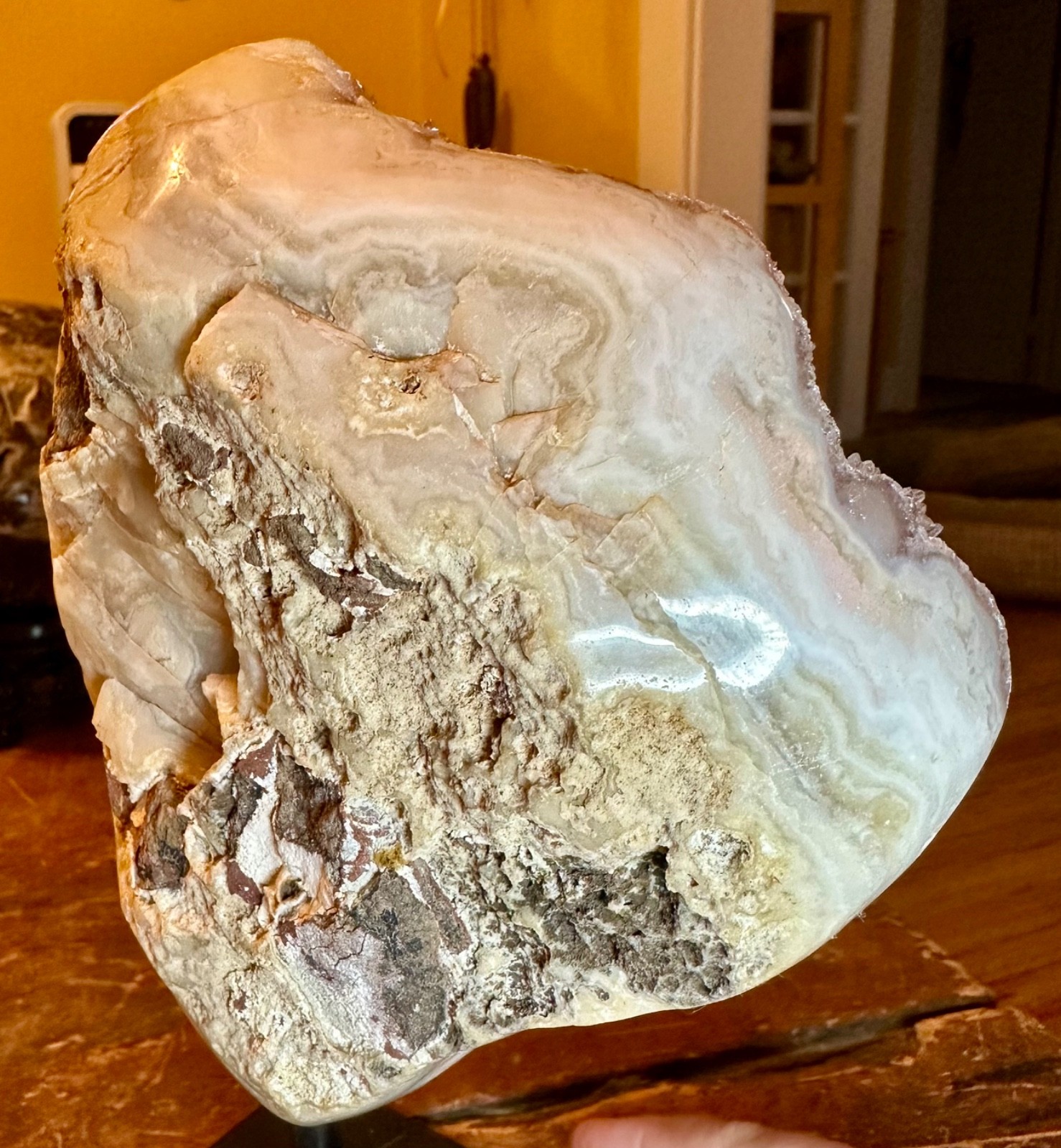 Large flashy light purple amethyst specimen on metal stand Free shipping
