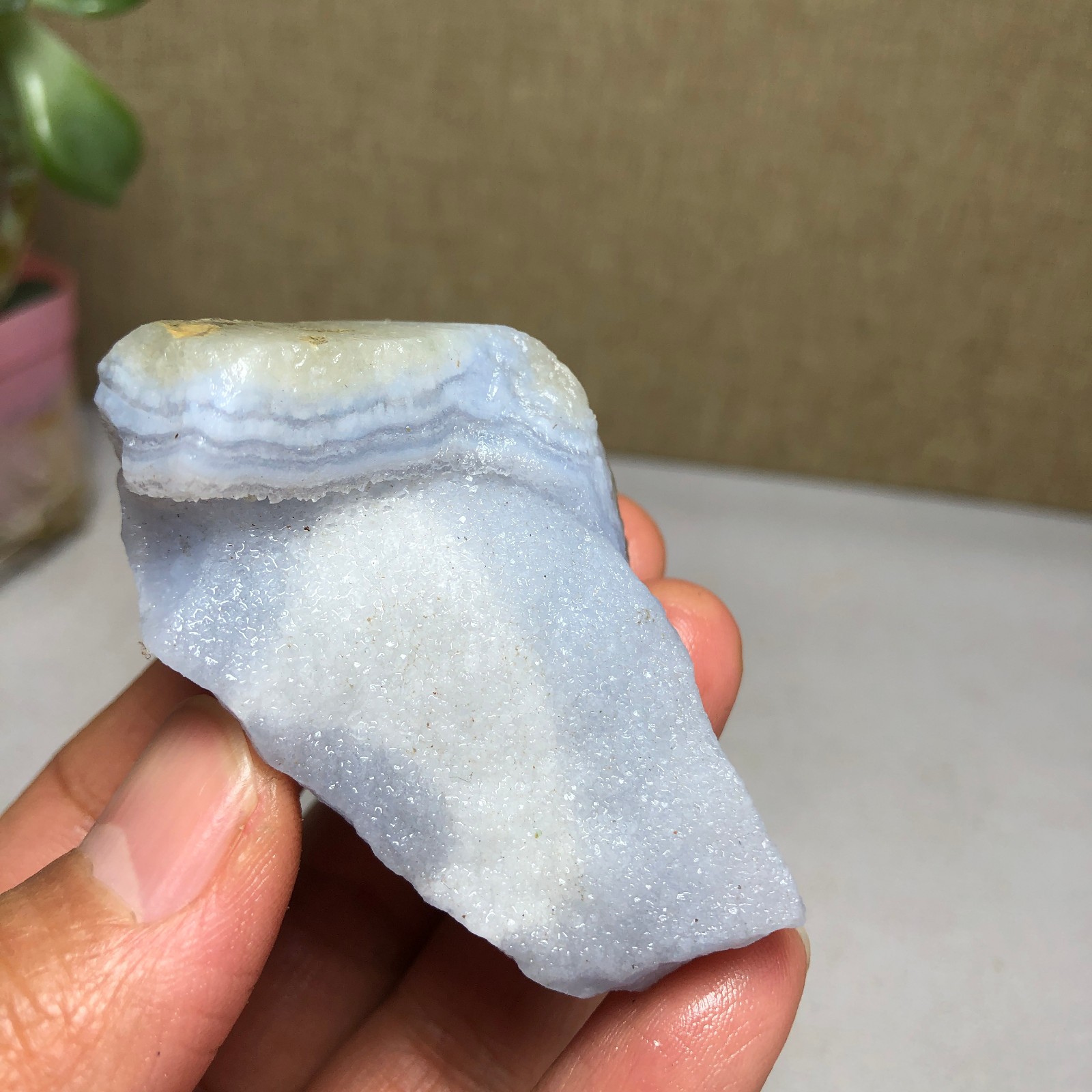 62-31-20mm Natural Blue chalcedony Crystal gemstone Rough Mineral Specimen A2162