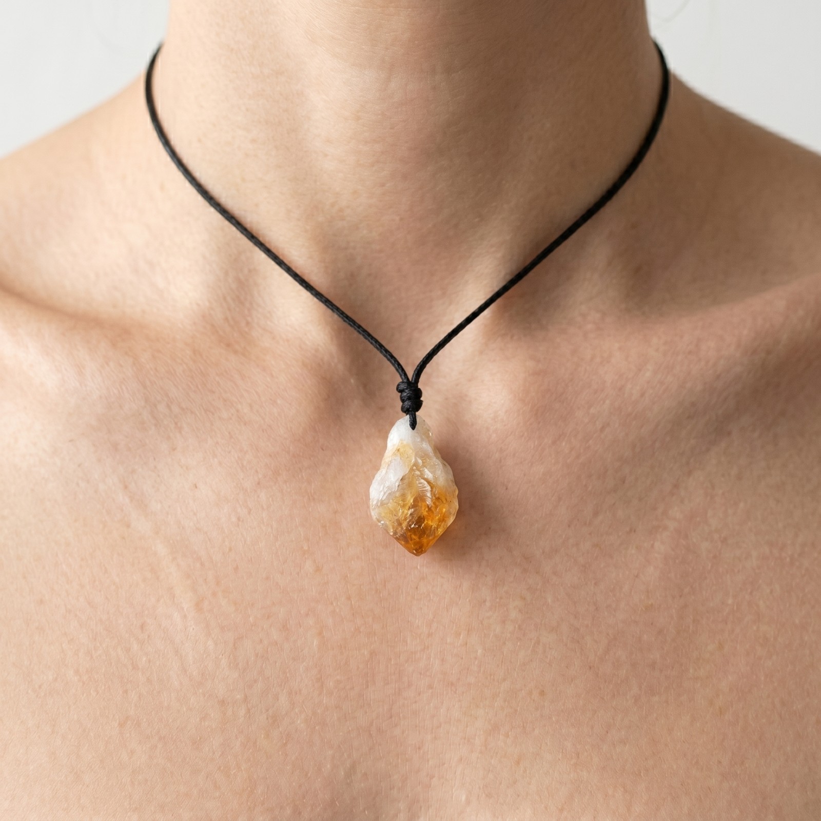 Natural Raw Citrine Crystal Pendant Necklace Healing Rough Gemstone Boho Jewelry