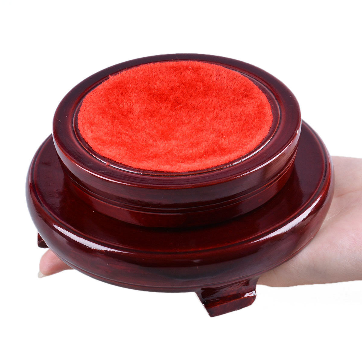 LONGWIN Red Rotable Wood Stand Holder Kit Display Pedestal for 50mm-200mm Balls