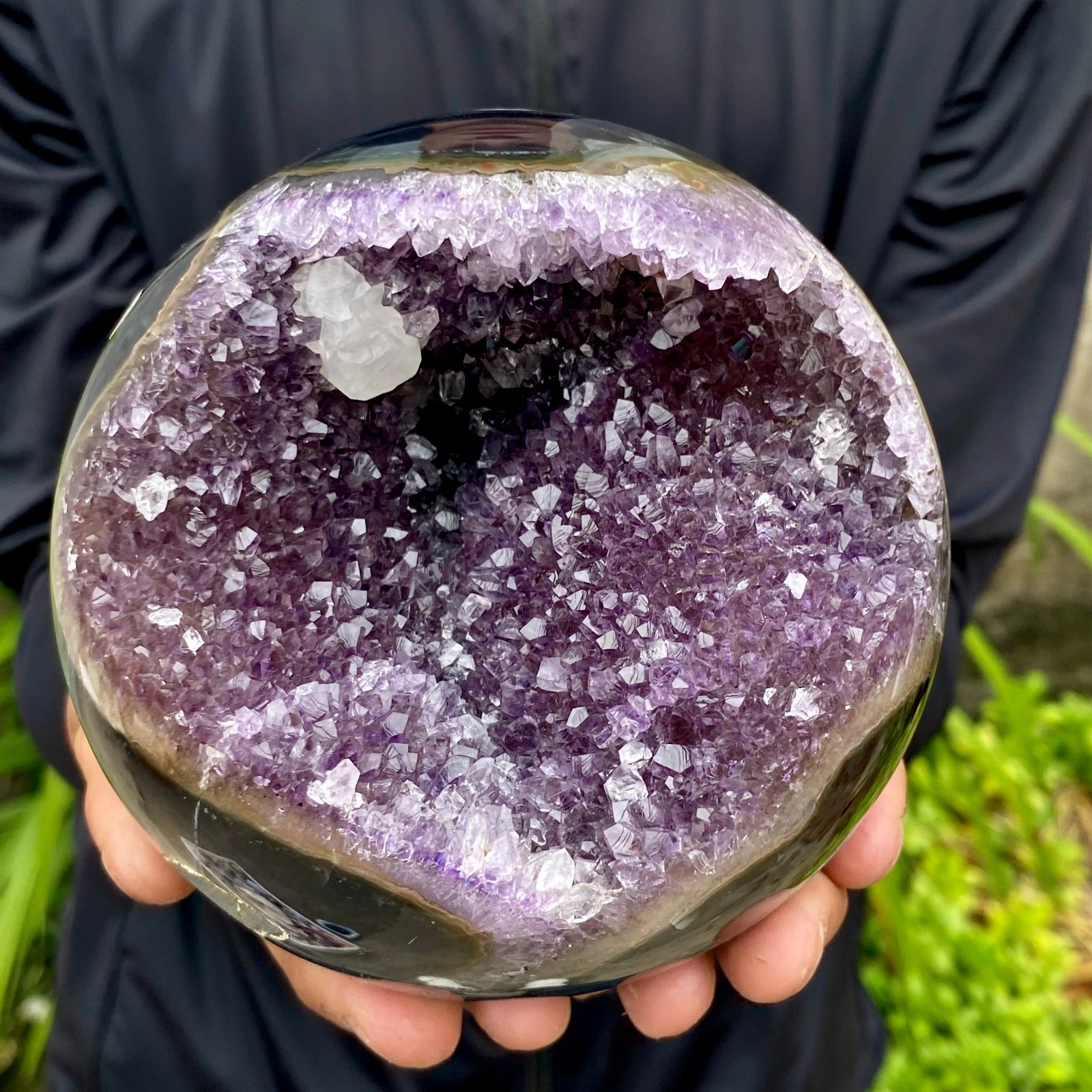 3.96LB Natural Amethyst Agate Ball Quartz Crystal Sphere reiki healing gem