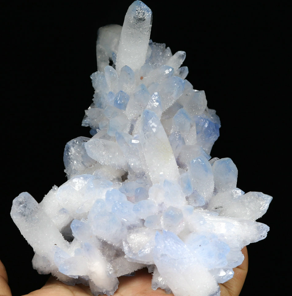 1.72lb Rare Beatiful Blue Tibetan Ghost phantom Quartz Crystal Cluster Specimen