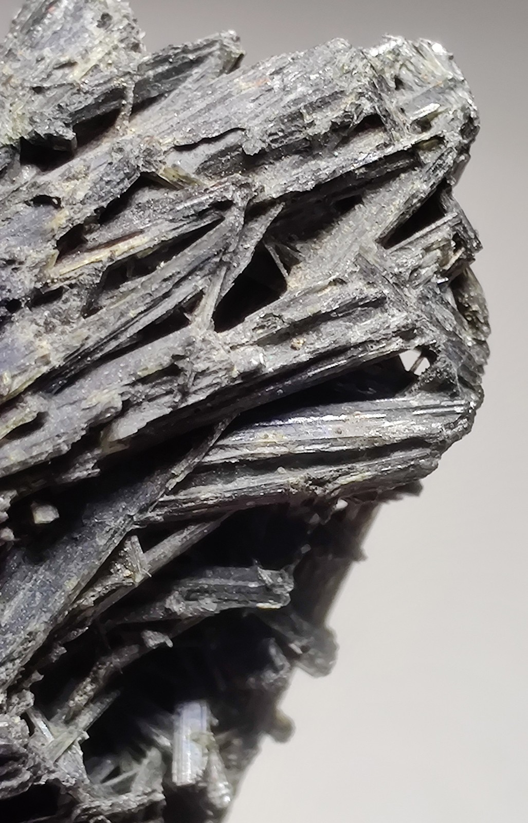 Jamesonite crystals, no matrix. Sombrerete, Zacatecus, Mexico. 6 cm.