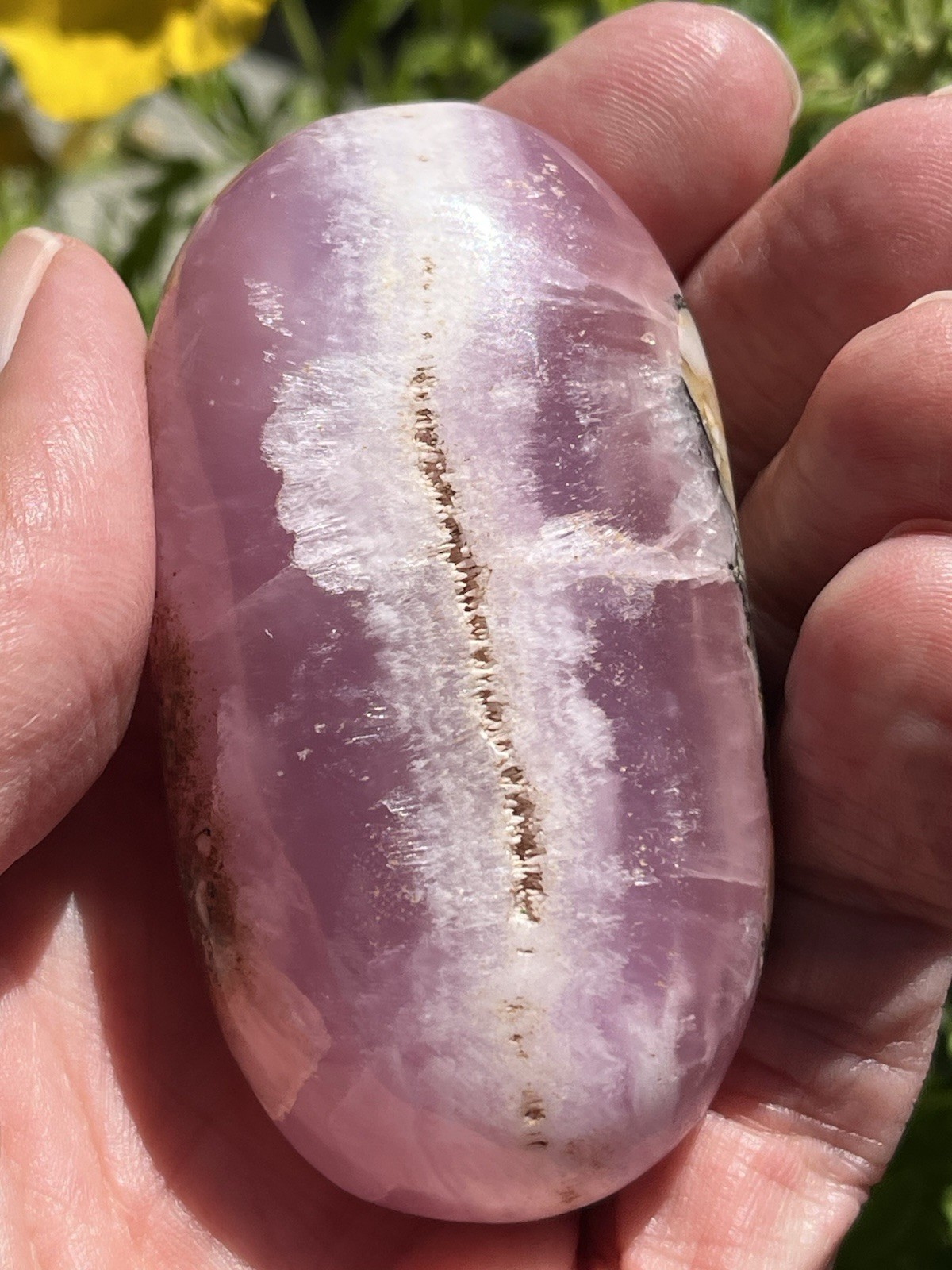 “Gemmy” Pink Aragonite Palmstone