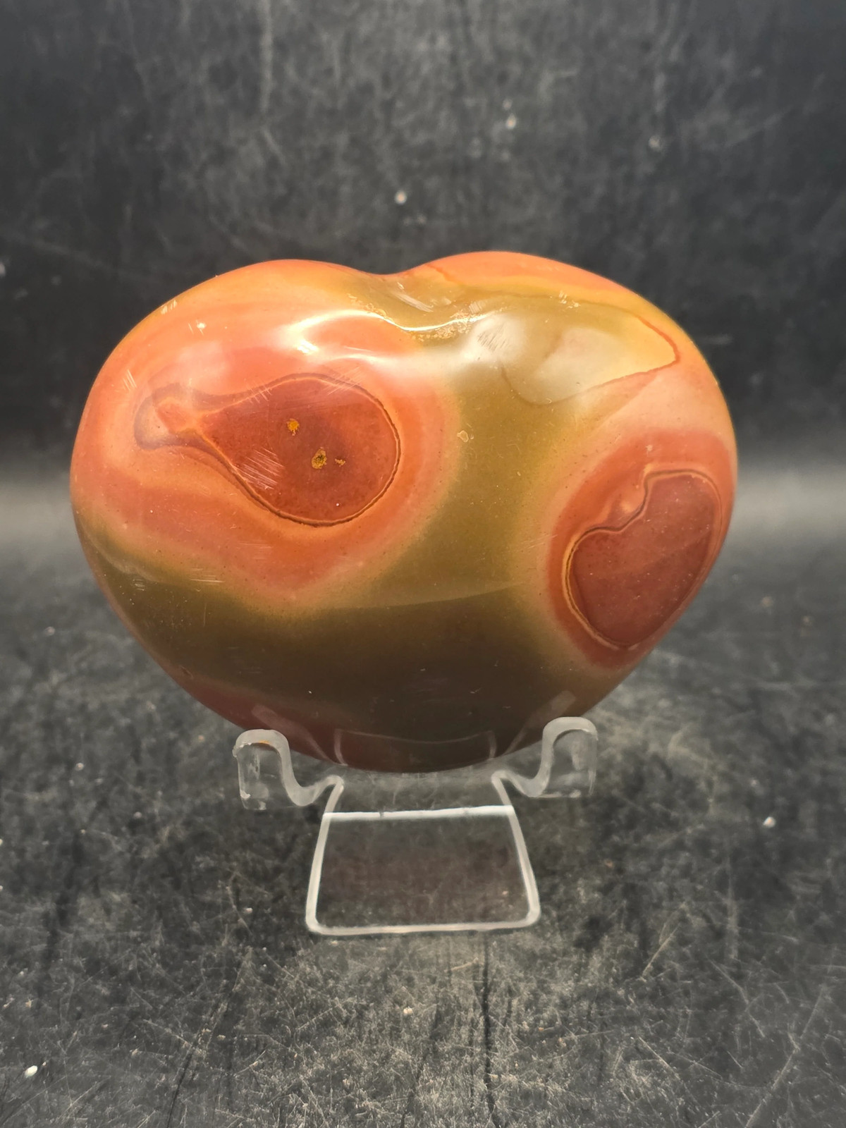 Polychrome jasper heart! 12.3 ounces, 3.2 inches wide, 2.7″ tall