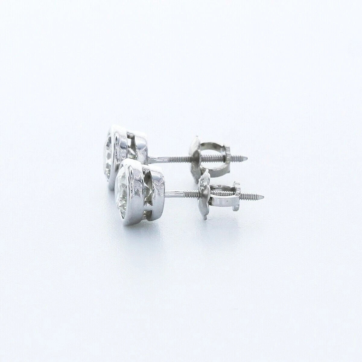 1.2CT Diamond Stud Earrings E/VVS1 Round Cut Bezel Set Classic Timeless