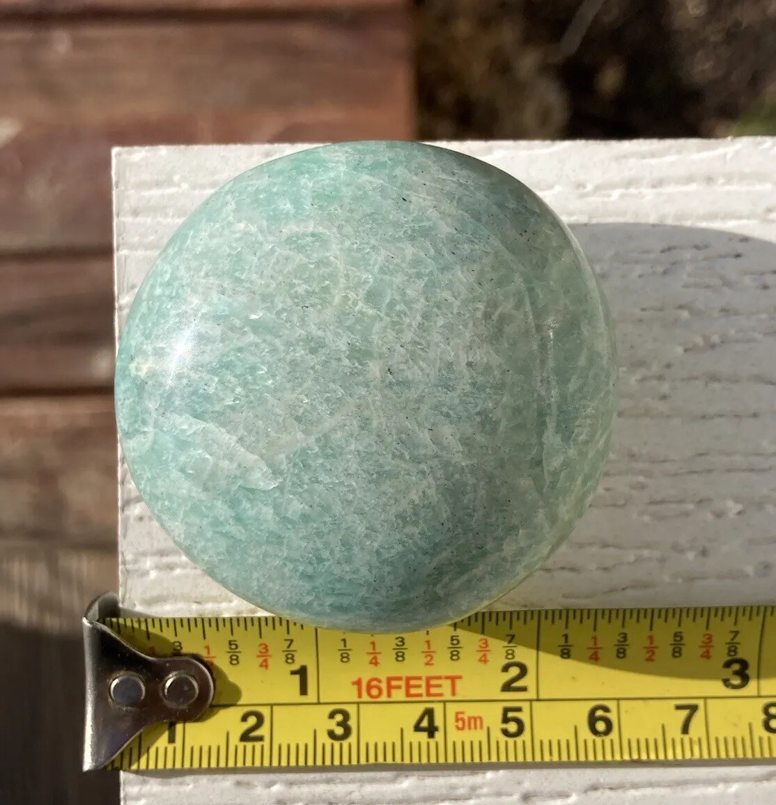 Handmade Polished AMAZONITE Healing Crystal Palm Stone Pebble MADAGASCAR 2.08″