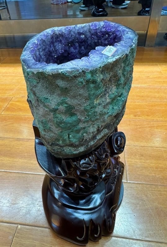 14.08LB AAA Natural Amethyst Cluster Deep Purple Crystal Geode reiki healing