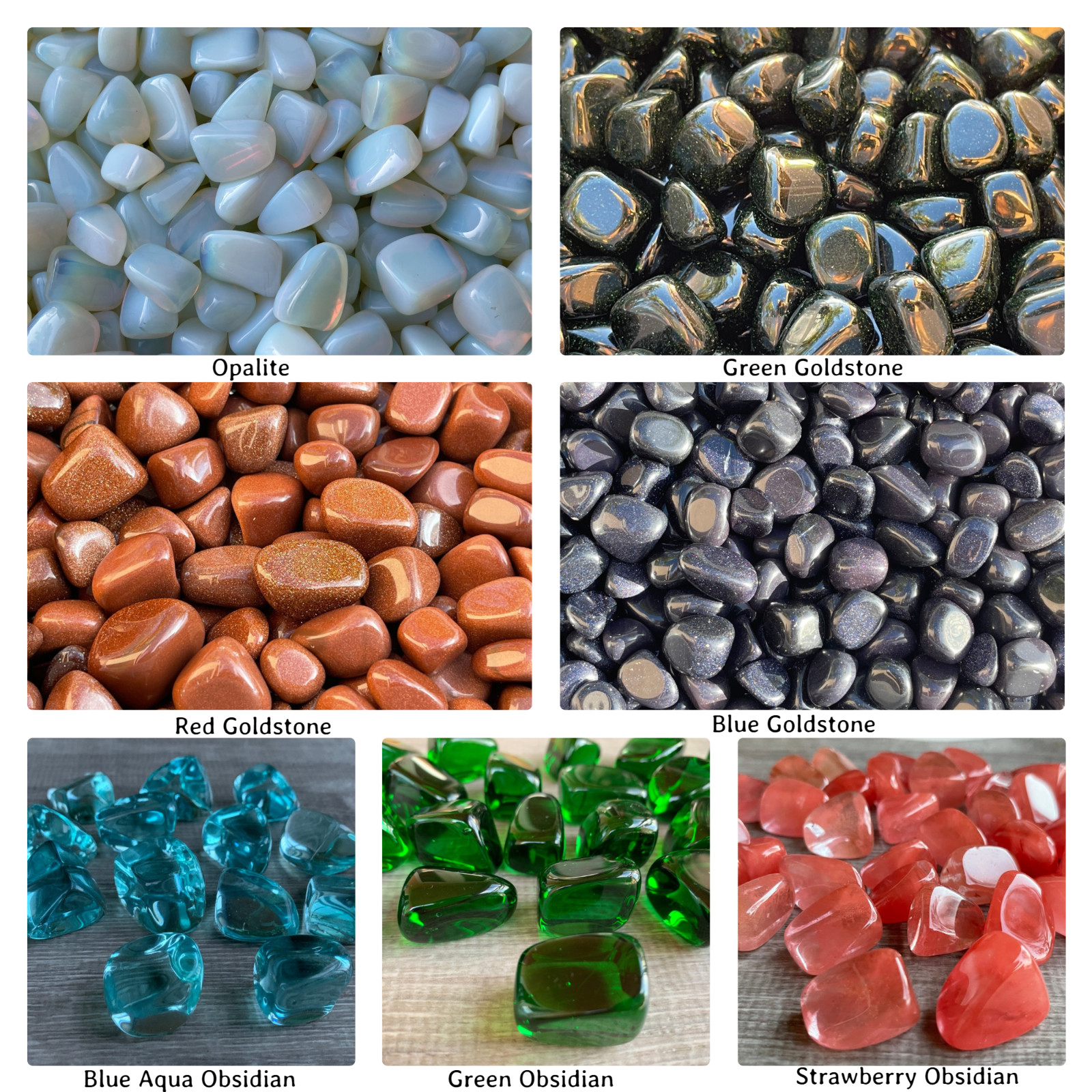 5 Pack Lot Tumbled Stones, 0.75-1.25 Inch, Medium / Large Crystal Healing Stones