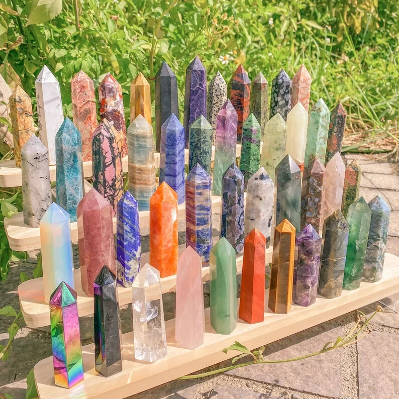 40 Choices Natural Crystal Tower Point Healing Charka Obelisk Ornament-3.1”+