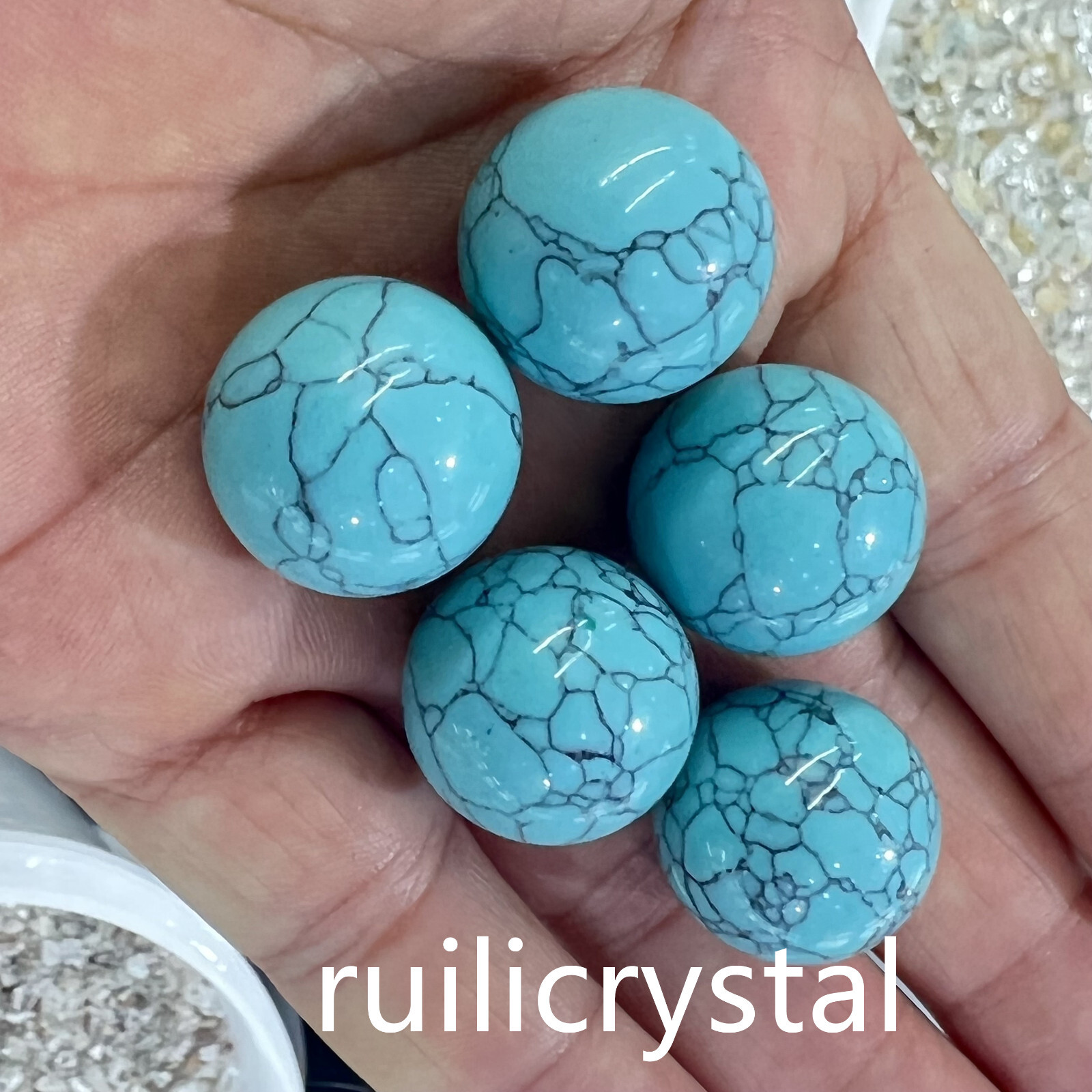 Wholesale Lot 7 pcs turquoise Sphere Crystal Ball Energy Healing20mm