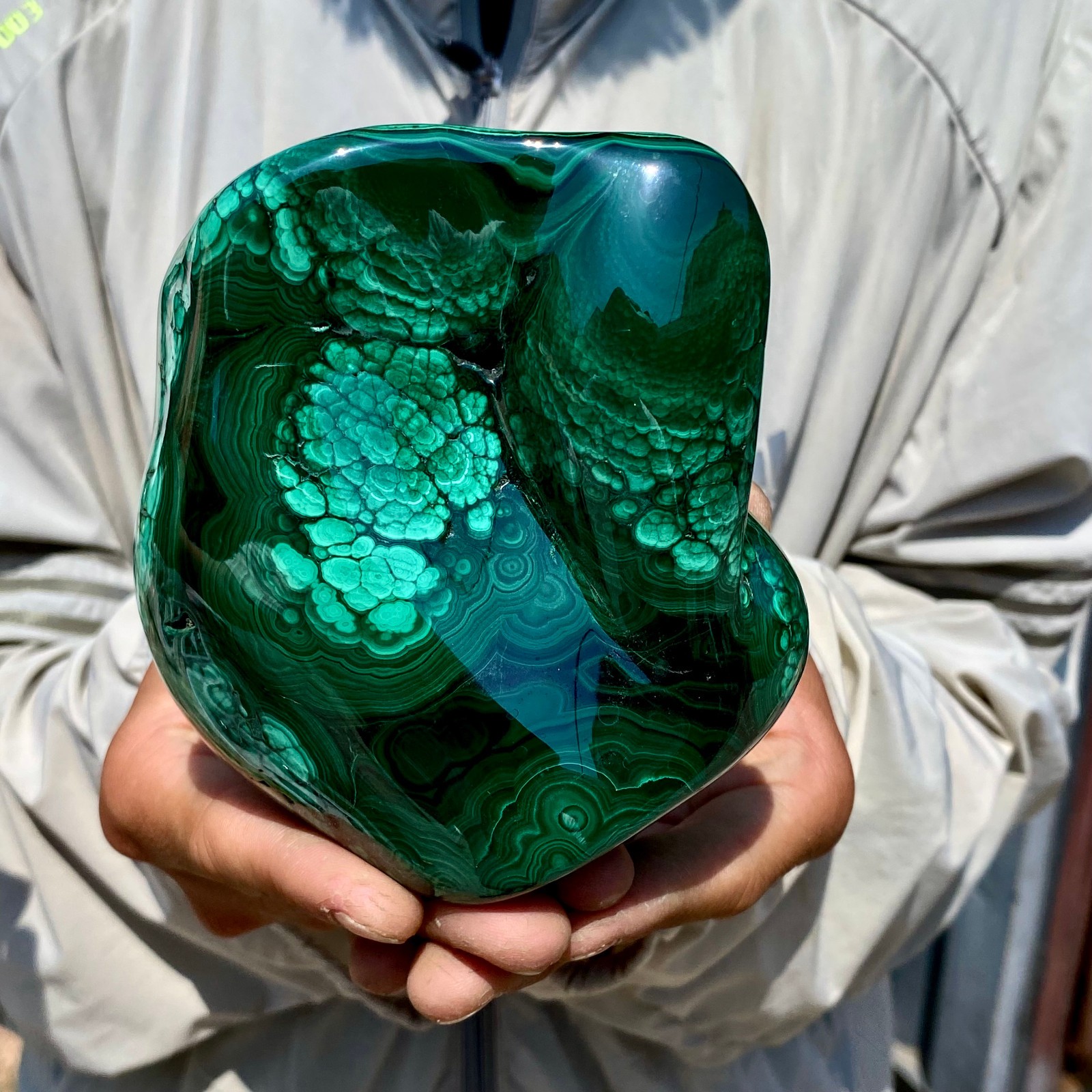 2.4LB Natural glossy Malachite transparent cluster rough mineral sample