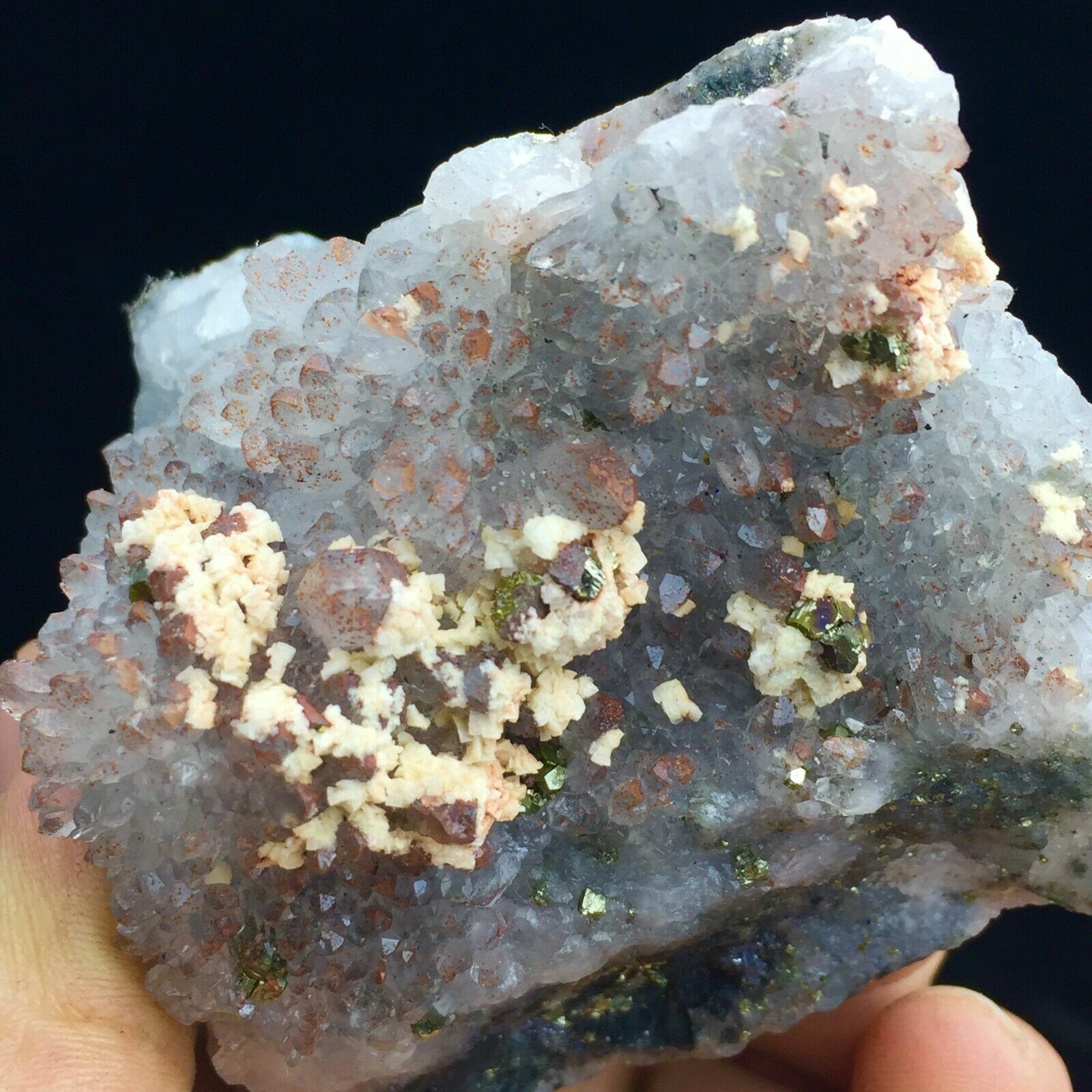 238g Natural Strawberry Crystal & Triangle Pyrite Crystal Mineral Specimen