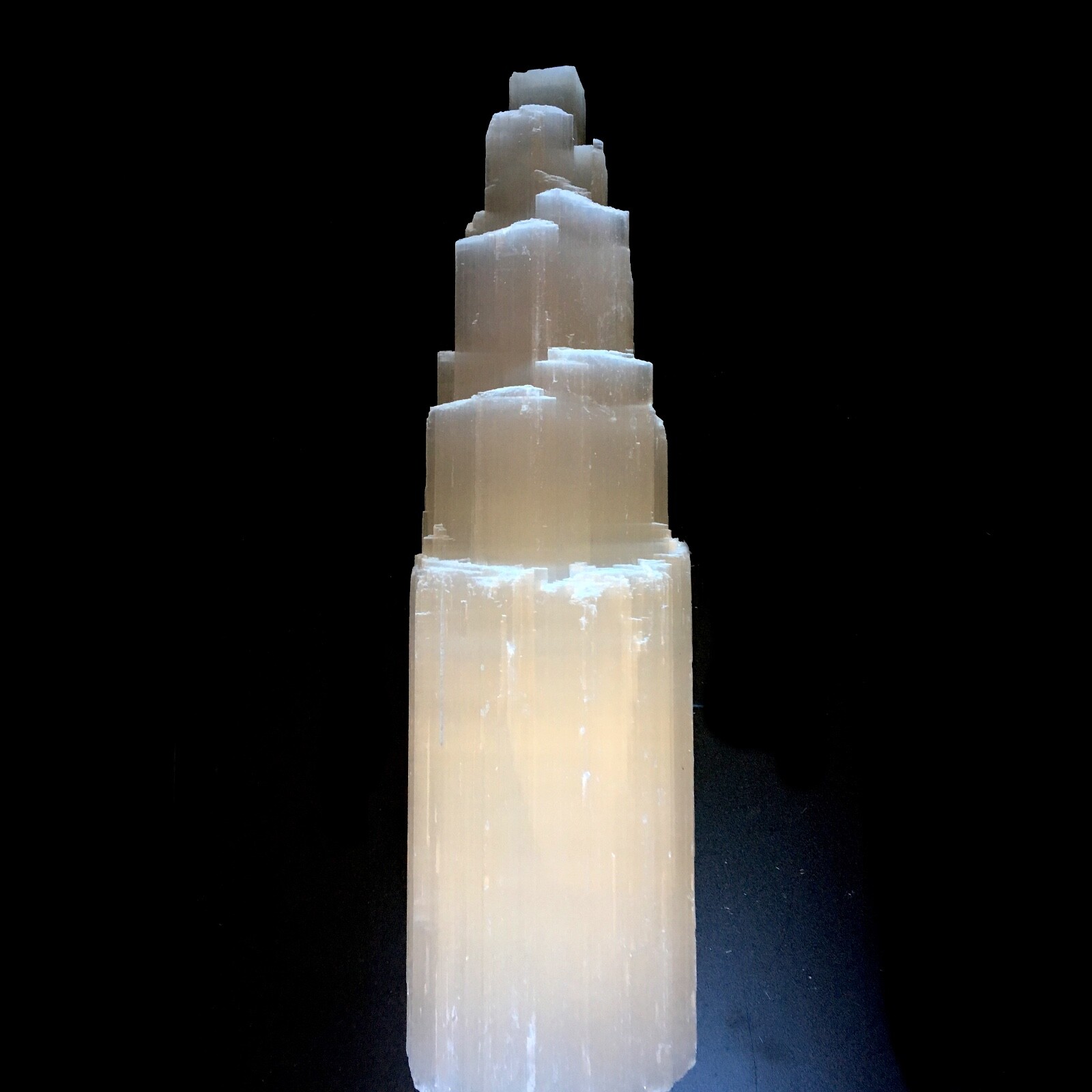 XL Selenite Tower Lamp ” Crystal White Natural Healing Light & LED Cord Bulb