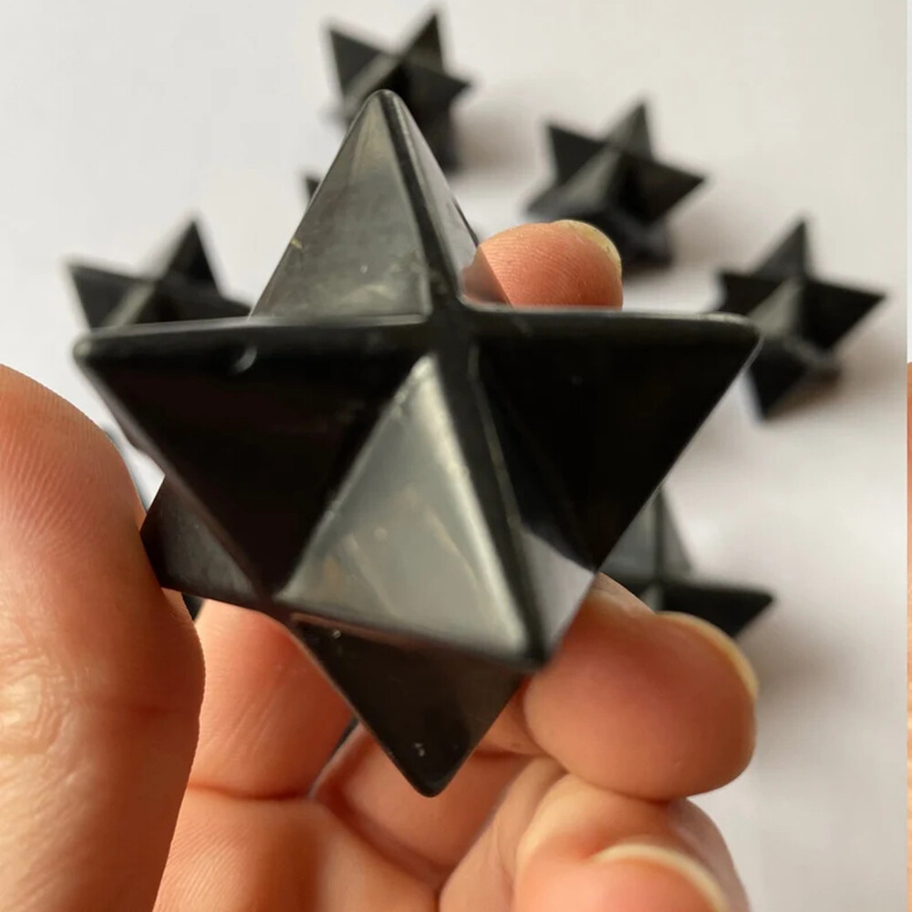 SHUNGITE Crystal Merkaba – Star, EMF Protection, Gothic Home Decor Healing