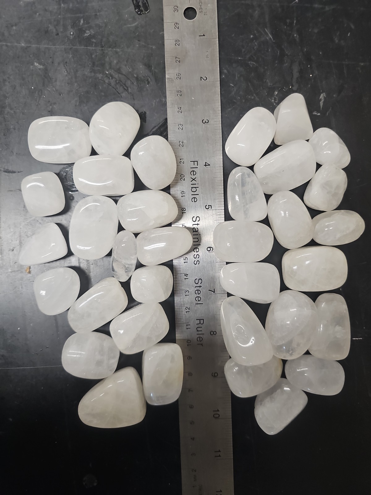 Bulk 2 Pound Lot Tumbled Snow White Quartz – Large 1″ to 1-1/4″ Healing Stones