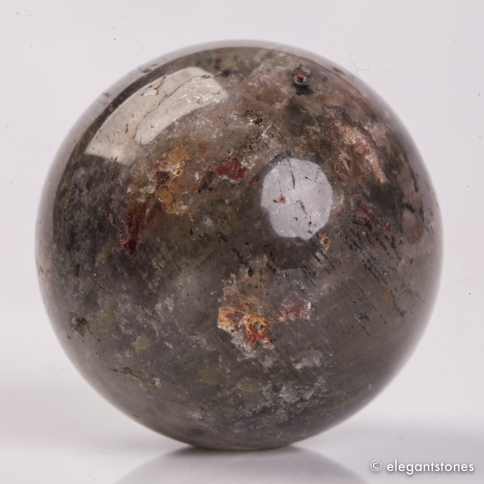53g34mm Natural Garden/Phantom/Ghost/Lodolite Quartz Crystal Sphere Healing Ball