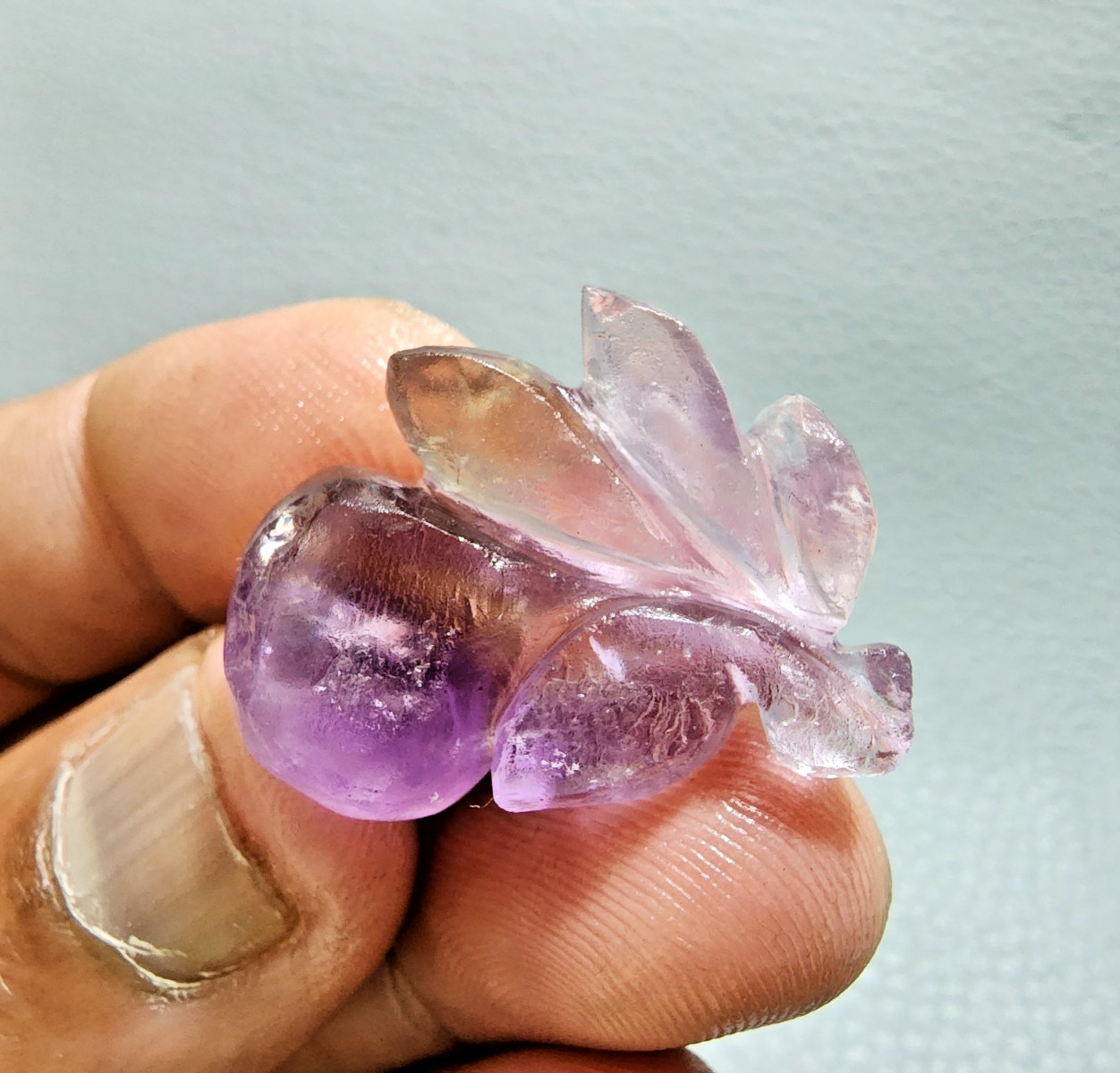 36 Crt Excellent Purple Ametrine Flower Carving Gemstone Jewelry Making Carving
