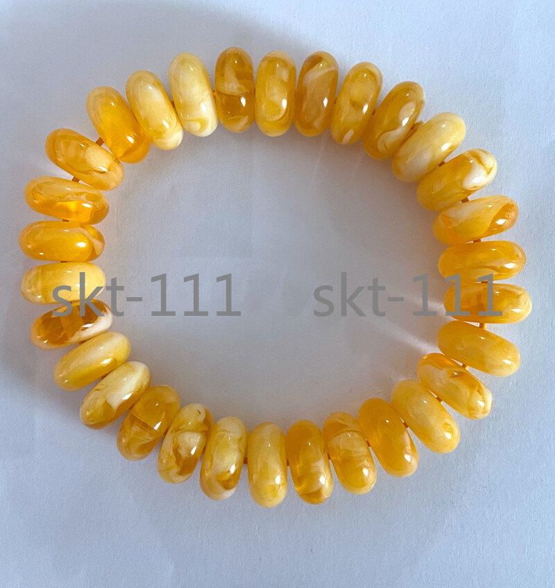 Certificate 7x14mm Natural Mexico Succinum beeswax Amber Beads Bracelet 7.5”