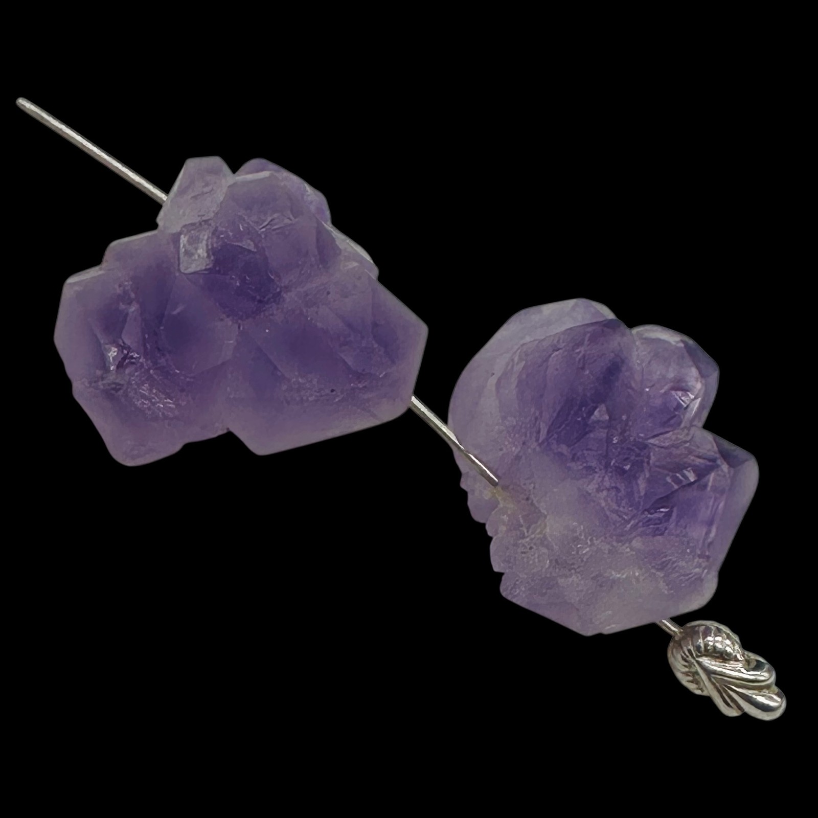 Amethyst Natural Crystals Bead Parcel| 21x19x14 and 21x19x13mm| Purple| 2 Beads|