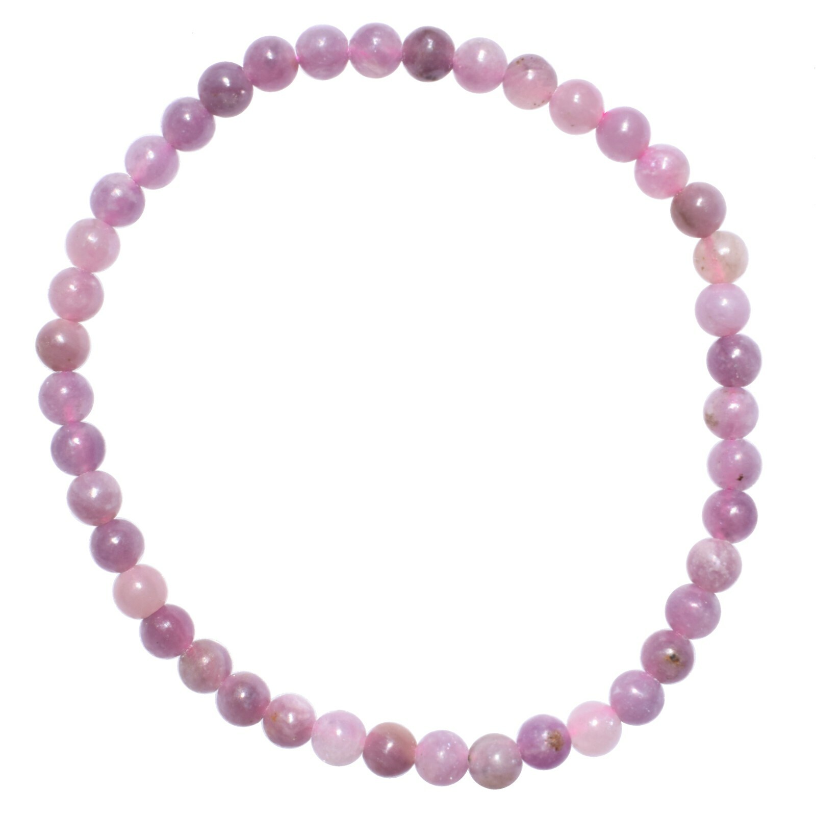 Premium CHARGED Lepidolite Crystal 4mm Bead Stretchy Bracelet + Selenite Heart